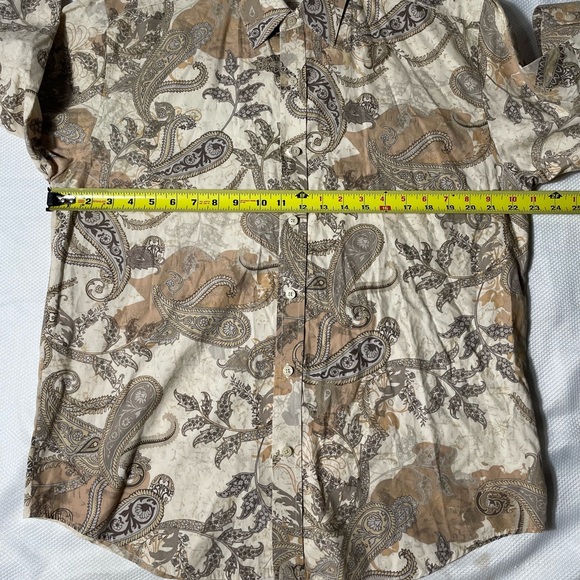 Vintage Indigo joe paisley floral mocha brown all over button down shirt size L - Picture 3 of 6